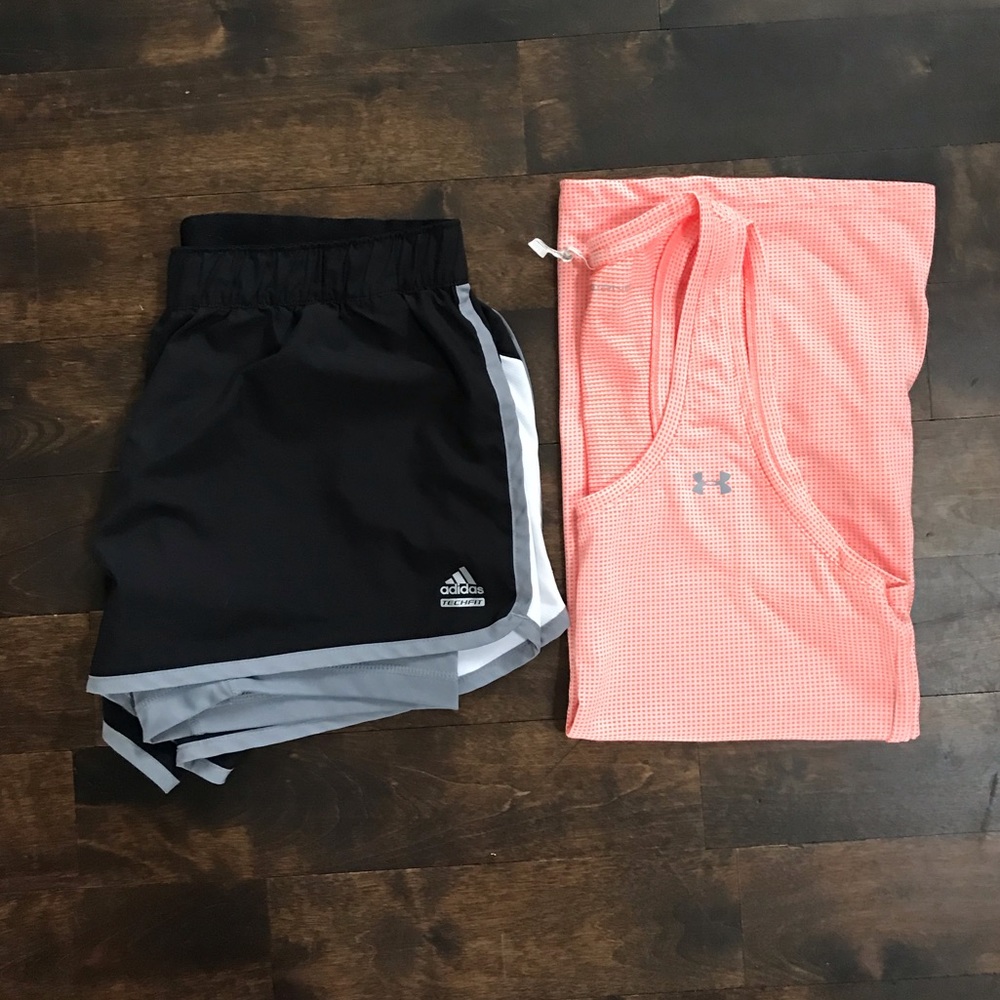 Adidas short dry fit S + UA cami S